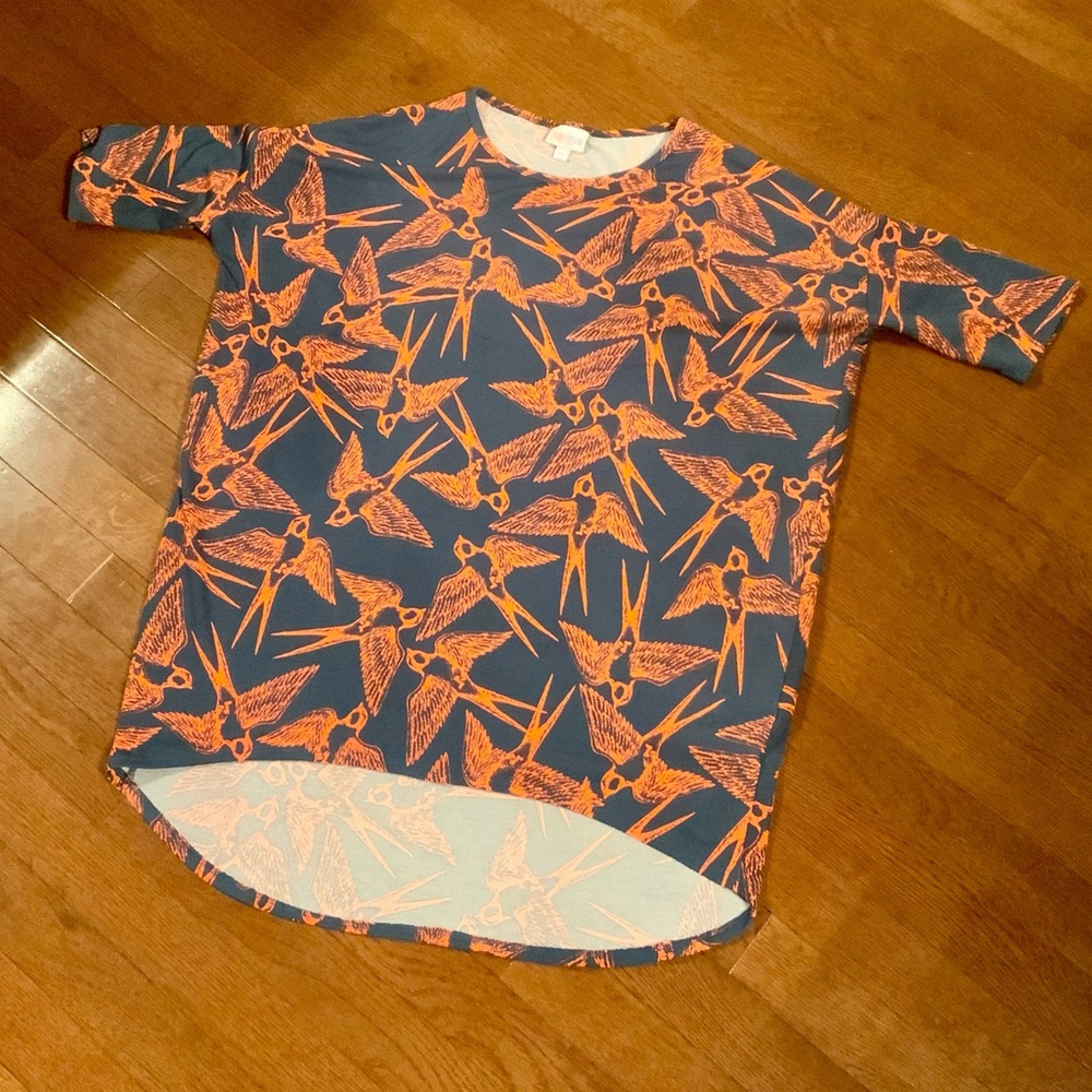 BOGO - LulaRoe Irma - Blue with Orange Bird Print